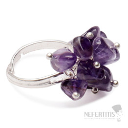 Amethyst Ring aus Metall, größenverstellbar