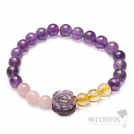 Amethyst mit Rose, Sagenit und Kunzit Autorenarmband RB Design 150