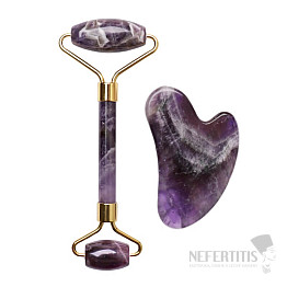 Amethyst-Herzform-Massageroller und Gua Sha-Geschenkset