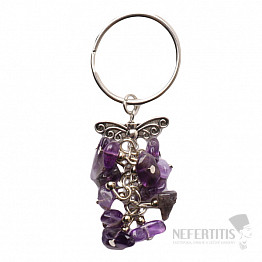 Schlüsselanhänger mit Amethyst und Engelsflügeln