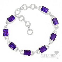 Amethyst cut bracelet silver Ag 925 B284