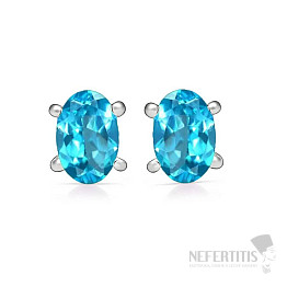 Silver stud earrings with neon apatite
