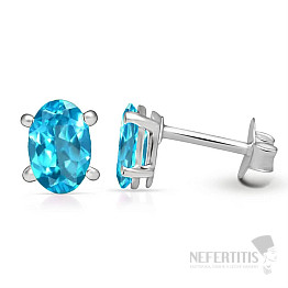 Strieborné náušnice pecky s apatitom neón SBC-106-NBF