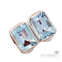 Aquamarine cut earrings stones silver Ag 925 E115