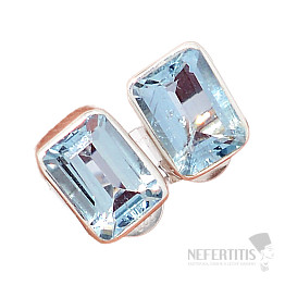 Aquamarine cut earrings stones silver Ag 925 E123