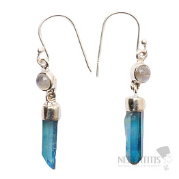 Aqua aura křišťál náušnice stříbro Ag 925 E79