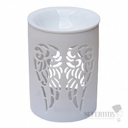Aromalampe Keramik weiß mit Engelsflügeln