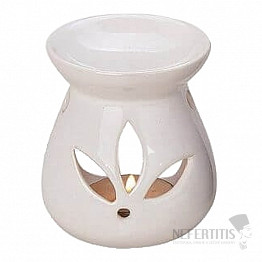 Aróma lampa keramická s motívom lotosu biela