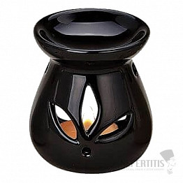 Duftlampe aus Keramik mit schwarzem Lotusmotiv