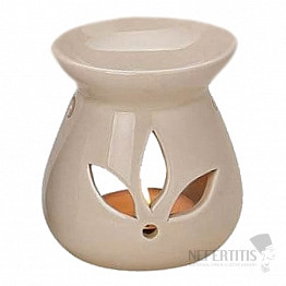 Duftlampe aus Keramik mit beigem Lotusmotiv