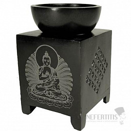 Aromalampe aus schwarzem Talkum mit Buddha
