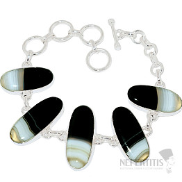 Agate black striped bracelet silver Ag 925 B70