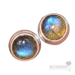 Labradorit dúhový náušnice kôstky striebro Ag 925 E1672