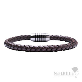 Dunkelbraunes Lederarmband für Herren mit Edelstahlverschluss