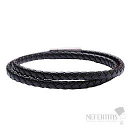 Wickelarmband aus schwarzem Leder für Herren 42 cm