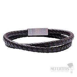 Wickelarmband aus braunem Leder für Herren 42 cm