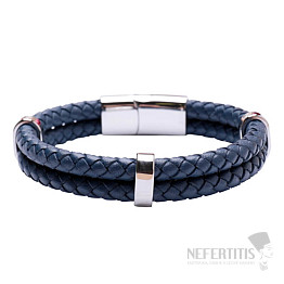 Doppelarmband aus blauem Leder für Herren