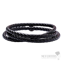 Wickelarmband aus schwarzem Leder für Herren 61 cm