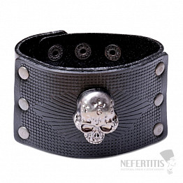 Breites Herren-Lederarmband mit Totenkopf