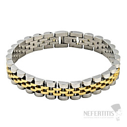 Náramok Watch band štýl nerezová oceľ zlatostrieborná 21 cm