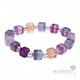 Fluorit-Multicolor-Schliff-Armband mit Glasperlen