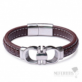 Braunes Lederarmband für Herren mit Edelstahl