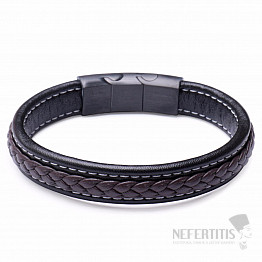 Herrenmode braun-schwarzes Lederarmband verstellbarer Umfang