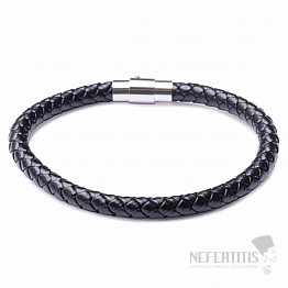 Herrenmode schwarzes Lederarmband Edelstahl Variante 4