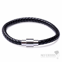 Herrenmode schwarzes Lederarmband Edelstahl Variante 5