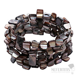 Braunes vierreihiges Perlmuttarmband