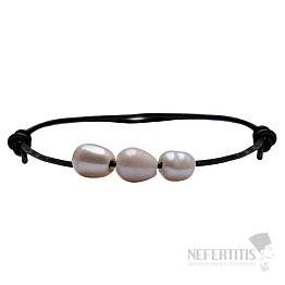 Fashion Armband Lederband mit weißen Perlen