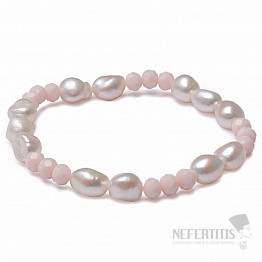 Damenperlenarmband aus großen Perlen und geschliffenem Glas