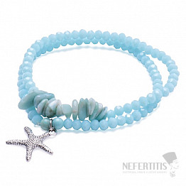 Set aus zwei Glasperlenarmbändern mit Larimar und Türkis