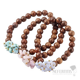 Set aus drei Armbändern aus Holzperlen - Larimar, Kunzit und Achat