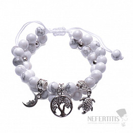 Howlit White Double Charm Armband mit Shamballa-Verschluss