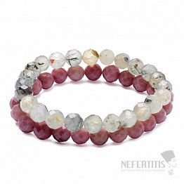 Set aus zwei Armbändern aus Prehnit und Rhodochrosit