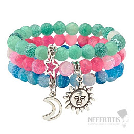 Set aus drei Armbändern aus gesprungenem Achat - Sonne, Mond, Stern