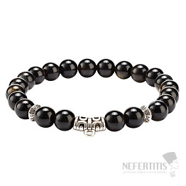 Obsidian-Armband mit Ornamenten im tibetischen Stil