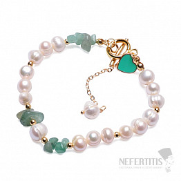 Armband aus Aventurin und weißen Perlen