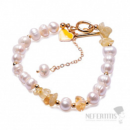 Armband aus Citrin und weißen Perlen