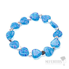 Millefiori Herzarmband Himmelblau