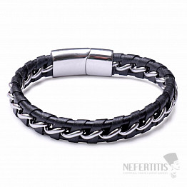 Herren Lederarmband kombiniert mit Edelstahl