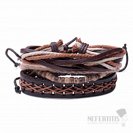 Satz von vier modischen Armbändern Öko-Leder und Holz Unisex