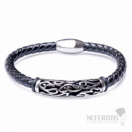 Schwarzes Lederarmband für Herren verziert