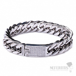 Armband im Curb-Stil aus Chirurgenstahl mit Zirkonia