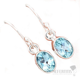 Topaz modrý brúsený náušnice striebro Ag 925 E1465