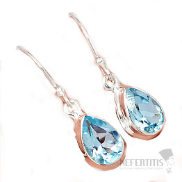 Topaz modrý broušený náušnice stříbro Ag 925 E1495