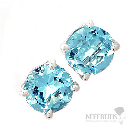 Topaz modrý brúsený náušnice kôstky striebro Ag 925 E571