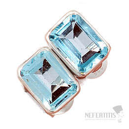 Topaz modrý broušený náušnice pecky stříbro Ag 925 E612