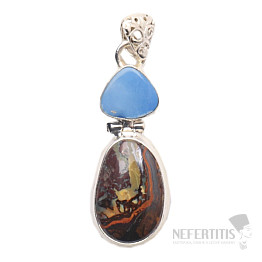 Opál boulder s australským opálem designový přívěsek stříbro Ag 925 JW21755